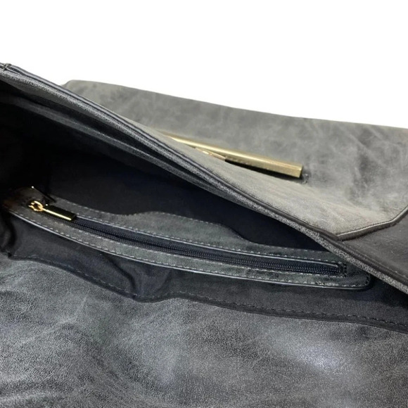 Emperia Black &  Grey Vegan Leather Envelope Clutch - Picture 7 of 10